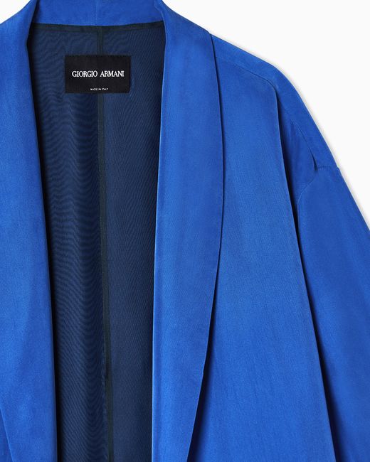 Giorgio Armani Blue Washed Silk Single-Breasted Jacket