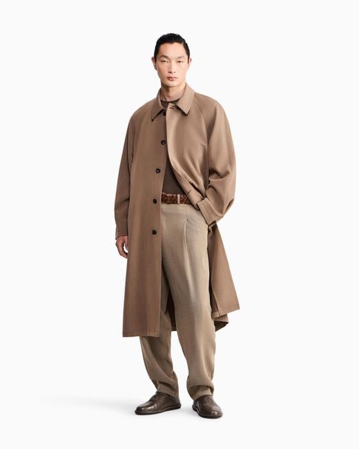 Giorgio Armani Brown Oversized Fit Trench Coat for men