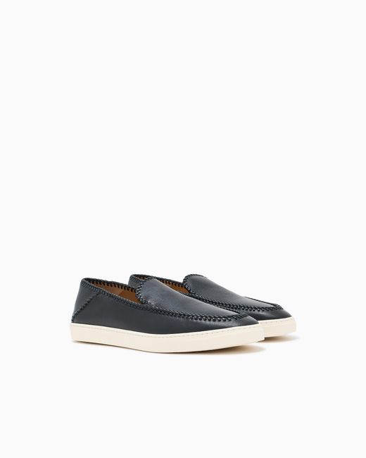 Giorgio Armani White Galleria 3 Nappa-Leather Slip-Ons for men