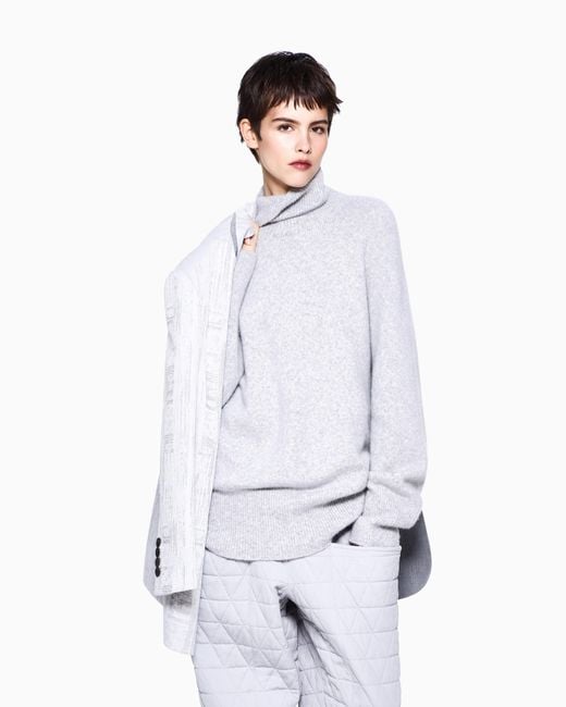 Giorgio Armani White Oversized Turtleneck Sweater