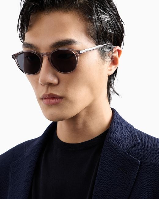 Giorgio Armani Gray Panto Sunglasses for men