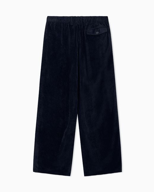 Giorgio Armani Blue Trouser Oversized Fit Ribbed Viscose Velvet for men