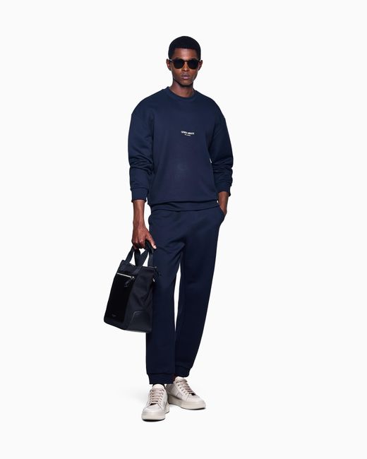 Giorgio Armani Blue Micromodal Jersey Crew-Neck Sweatshirt for men