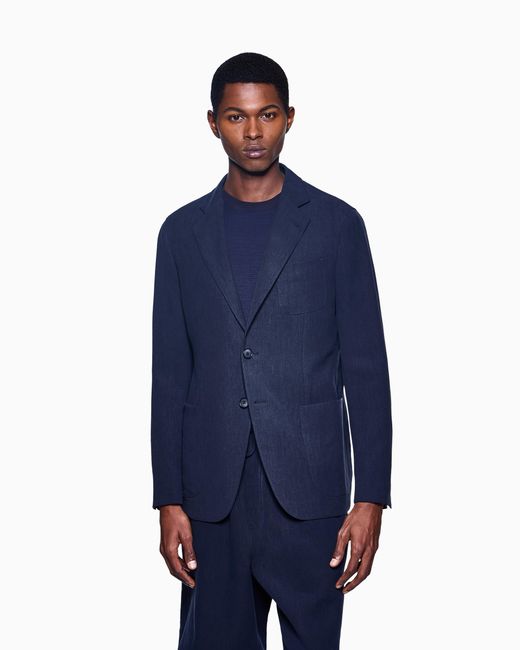 Giorgio Armani Blue Upton Line Single-Breasted Jacket for men