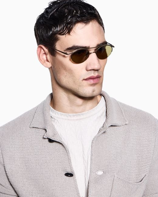 Giorgio Armani White Oval Sunglasses for men