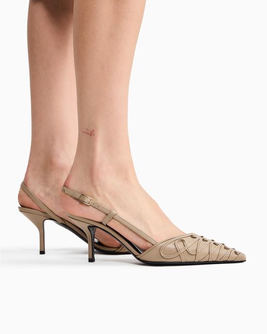 Giorgio Armani White Decollete Shoe With Cornely Details And Leather Upper