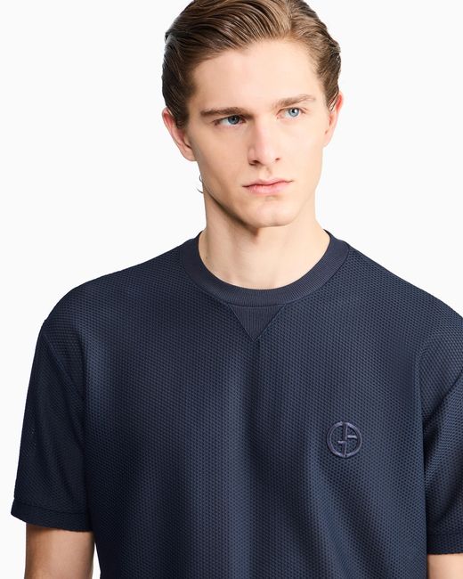 Giorgio Armani Blue Technical Waffle T-Shirt for men