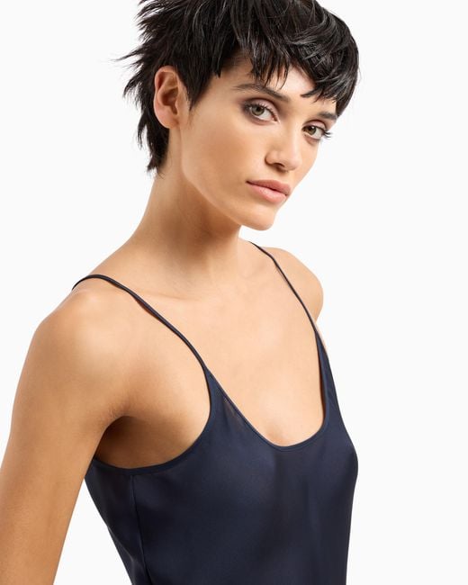 Giorgio Armani Blue Silk Charmeuse Top