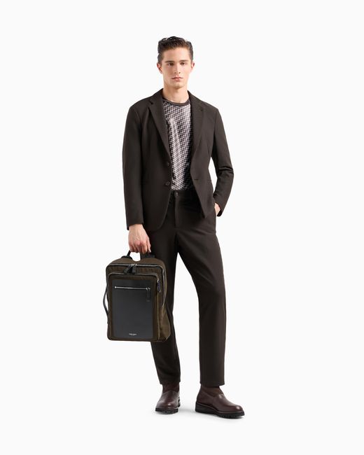 Mochila De Nailon Y Cuero Plena Flor Asv Giorgio Armani de hombre de color Black