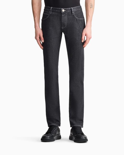 Giorgio Armani Blue Five-Pocket, Slim-Fit, Stretch Cotton-Denim Trousers for men