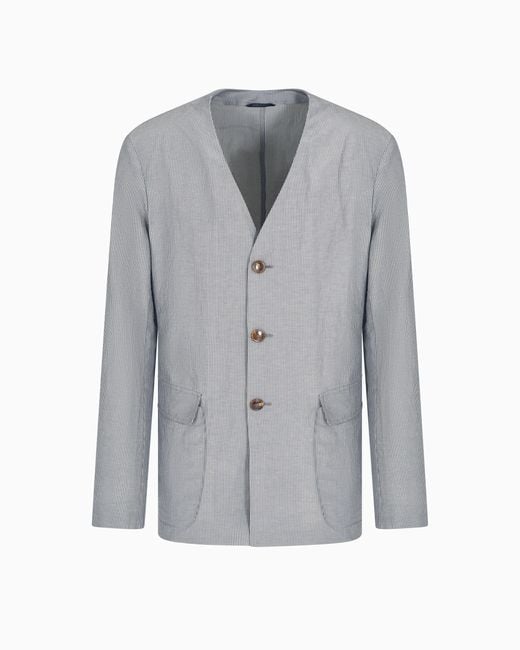 Giorgio Armani Gray Viscose And Linen Single-Breasted Jacket for men