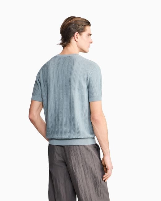 Giorgio Armani Gray Chevron Knitted T-Shirt for men