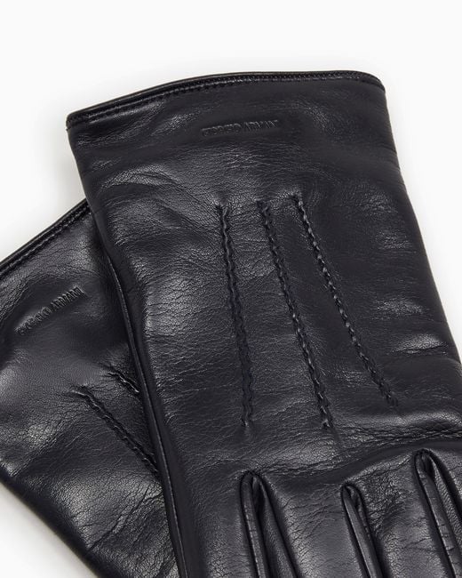 Giorgio Armani Black Nappa Leather Gloves for men