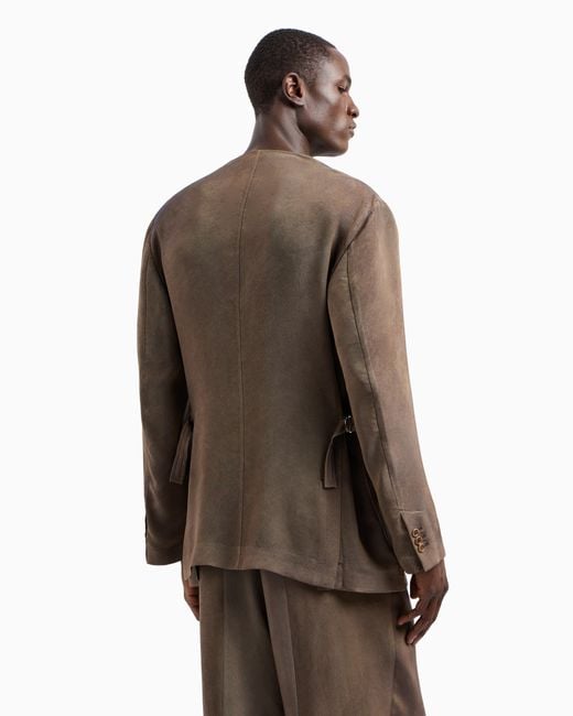 Giorgio Armani Brown Viscose Twill Single-Breasted Jacket for men