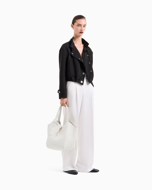 Giorgio Armani White Pebbled Bag With A Removable Inner Pouch