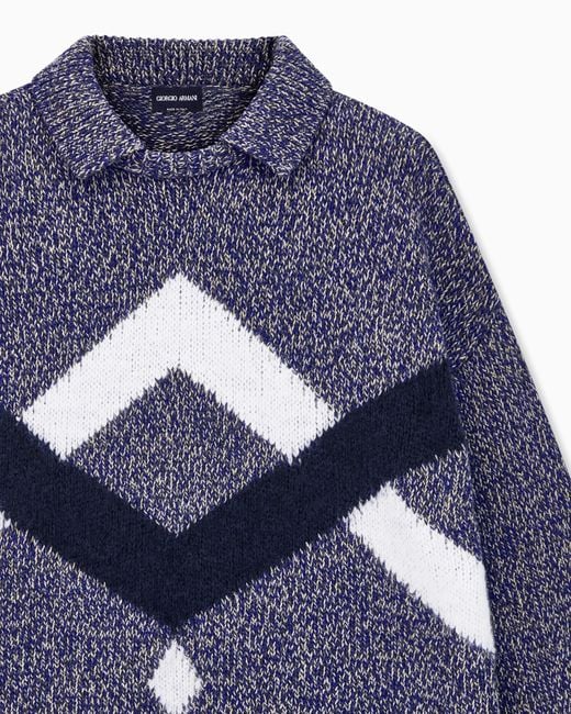 Giorgio Armani Blue Sweater Oversized Intarsia for men