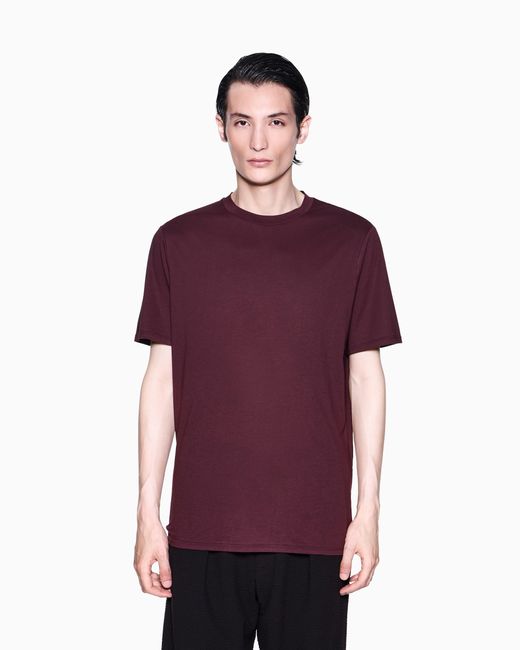 Camiseta De Cuello Redondo En Punto De Algodón Giorgio Armani de hombre de color Purple