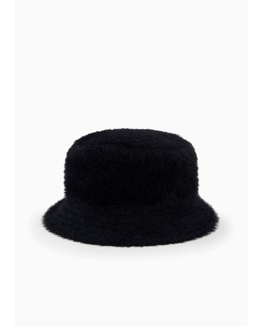 Giorgio Armani Black Faux-fur Fabric Cloche Hat