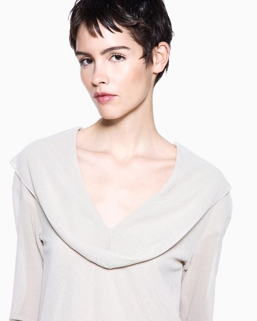 Giorgio Armani White Draped Effect Jersey Jumper