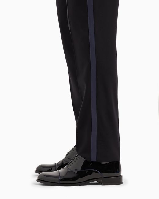 Giorgio Armani Blue Wool Crêpe Tuxedo Trousers for men