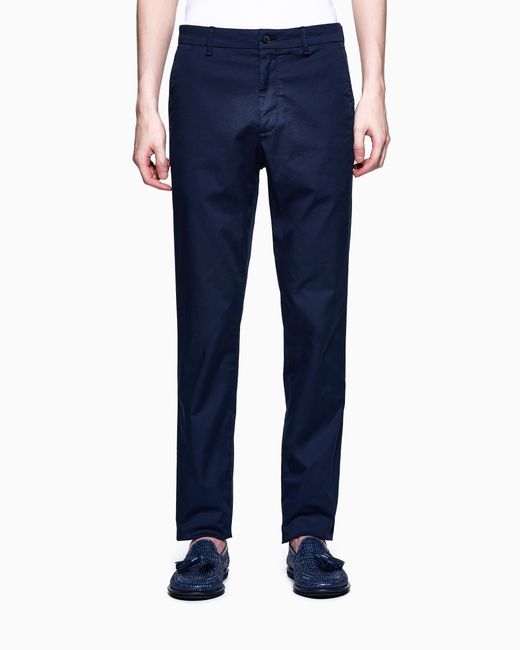 Giorgio Armani Blue Flat-Front Trousers for men