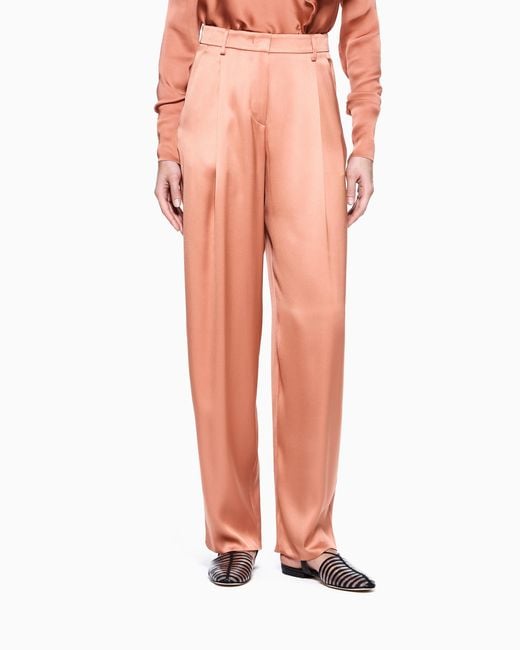 Giorgio Armani Pink Silk Double Satin Single-Pleat Trousers