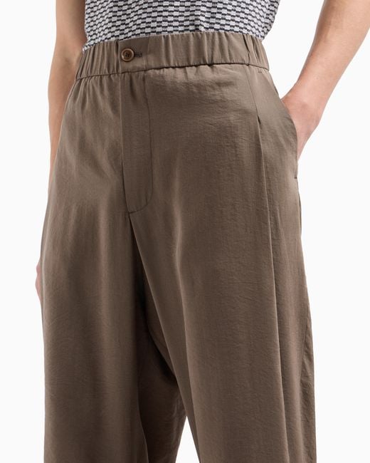 Giorgio Armani Hose Mit Einer Bundfalte Aus Gewaschenem Seidengemisch in Brown für Herren