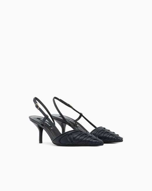 Giorgio Armani White Decollete Shoe With Cornely Details And Leather Upper