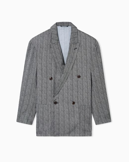 Giorgio Armani Gray Double-Breasted Jacket for men
