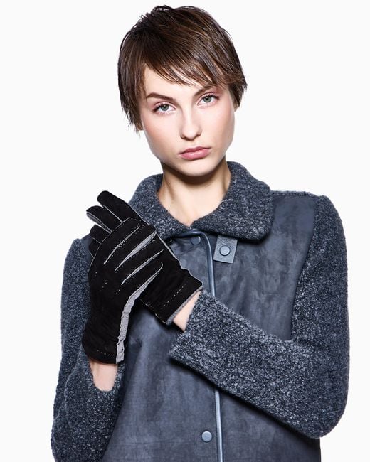 Giorgio Armani Black Two-Tone Lambskin Suede Gloves