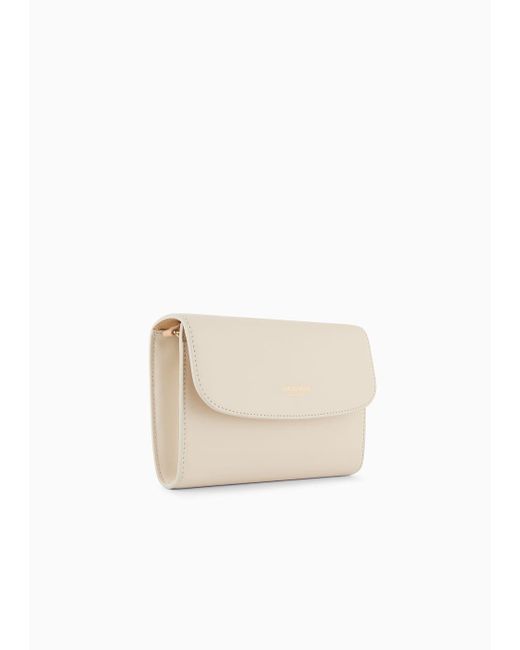 Giorgio Armani White Glossy Leather La Prima Clutch Bag