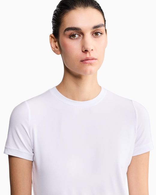 Giorgio Armani White Jersey T-Shirt With A Crew Neck And Short Sleeves