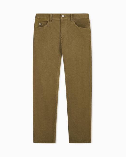 Giorgio Armani Green Five-Pocket Corduroy Trousers for men