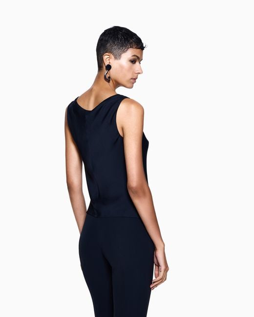 Giorgio Armani Black Silk Top With A Sleeveless Crew Neck