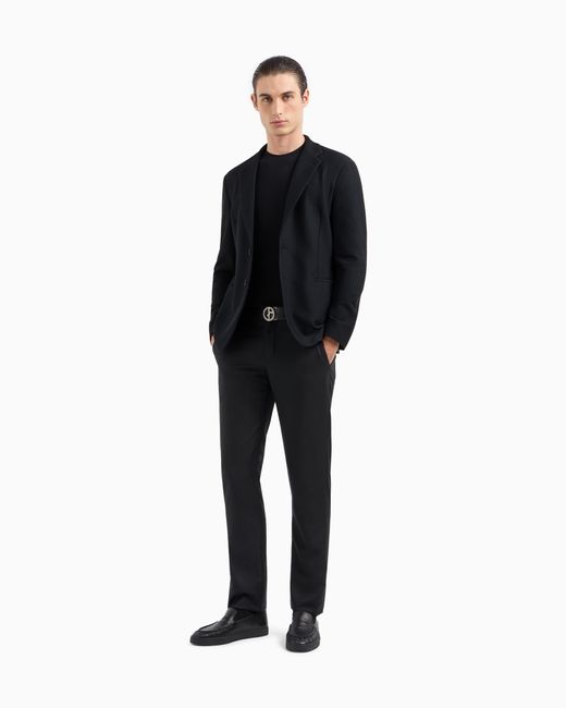 Giorgio Armani Einreihiges Sakko Aus Geprägtem Funktionsstoff in Blue für Herren