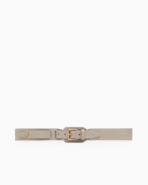 Giorgio Armani White Leather Belt With Buckle Cover for men