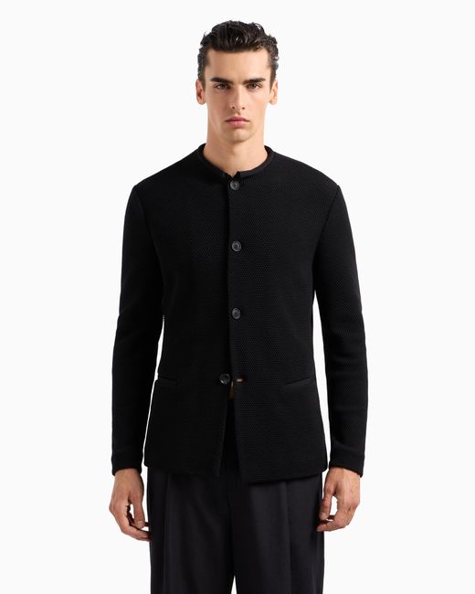 Chaqueta De Abotonadura Sencilla De Mezcla De Lana Virgen Giorgio Armani de hombre de color Black