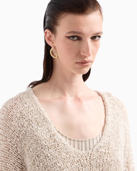 Jersey En Punto De Seda Giorgio Armani de color White