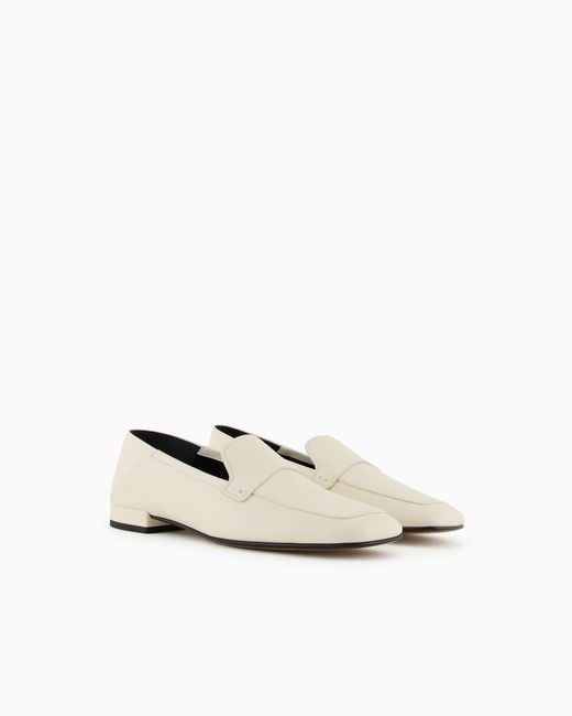 Giorgio Armani White X 10 Corso Como Calfskin Loafers