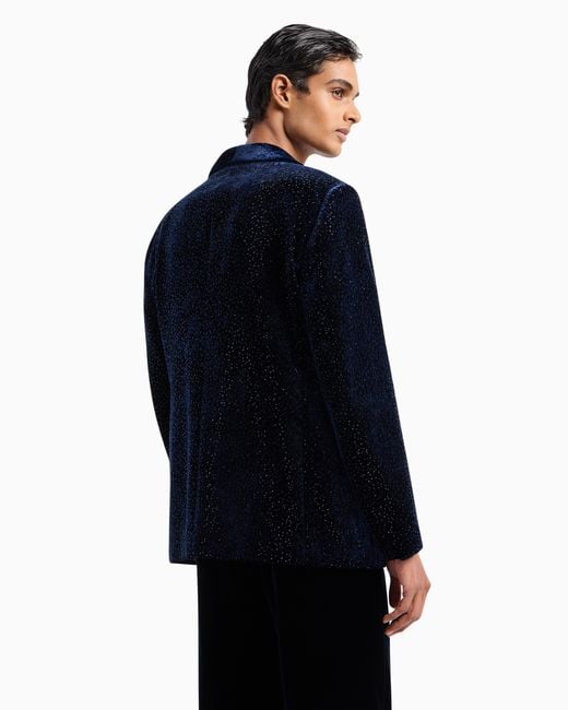 Veste De Smoking Giorgio's À Simple Boutonnage En Velours Et Cristaux Giorgio Armani pour homme en coloris Blue