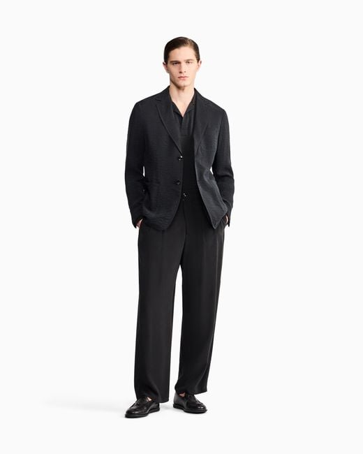 Giorgio Armani Black Jacquard Polo for men