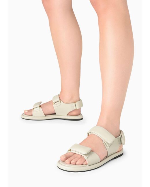 Giorgio Armani White Padded Nappa-leather Flat Sandals