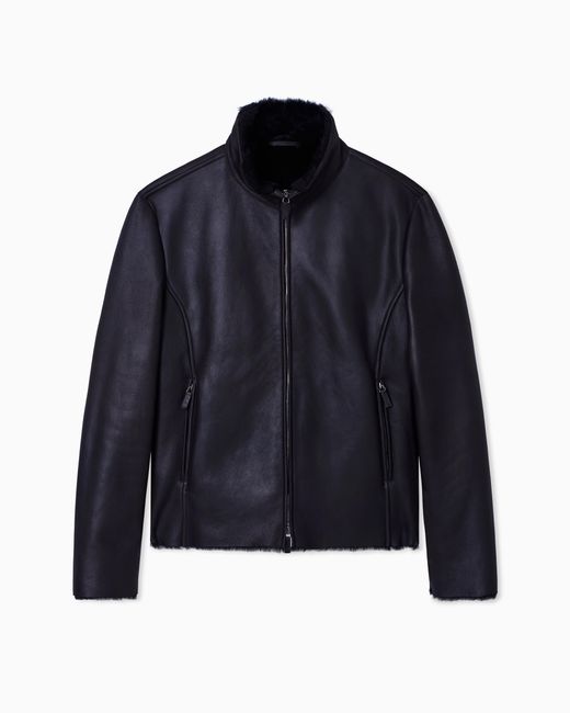 Giorgio Armani Brown Zipped Sheepskin Blouson for men