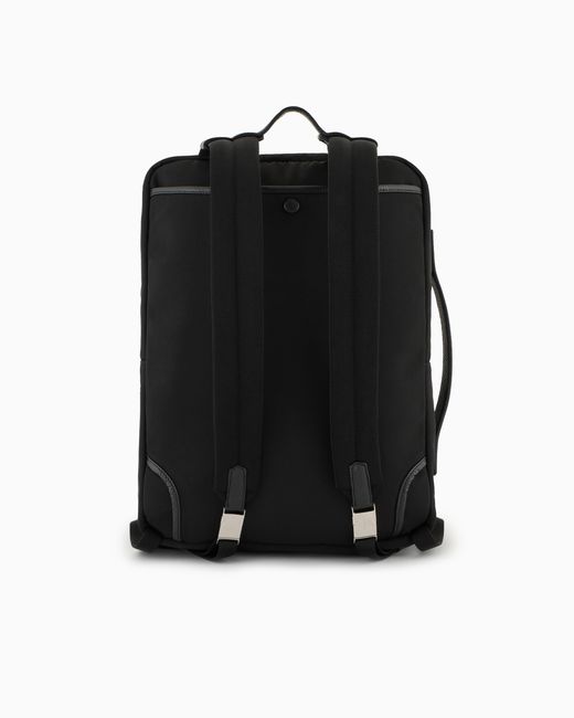 Giorgio Armani Black Nylon And Pebbled-Leather Backpack for men