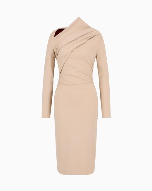 Giorgio Armani Natural Viscose-Blend Milano-Stitch Midi Dress