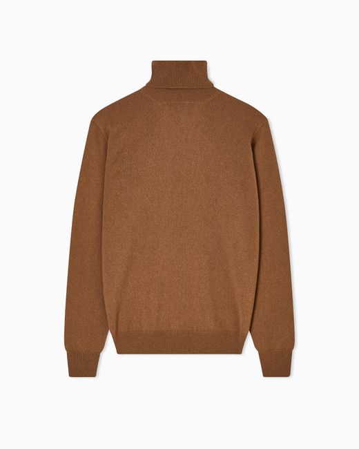 Giorgio Armani Brown Vicuña Wool Mock-Neck Jumper