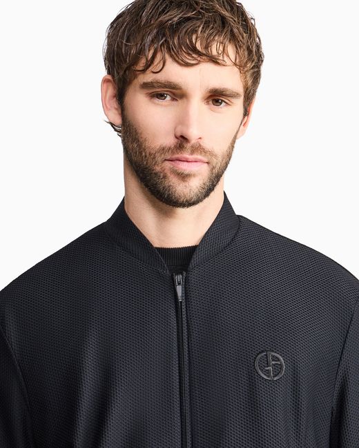 Giorgio Armani Blue Technical Waffle Blouson for men