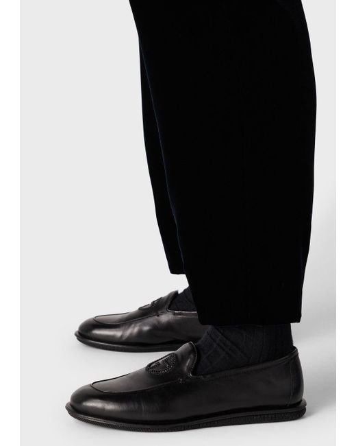 Giorgio Armani Black Single-pleat Velvet Trousers for men
