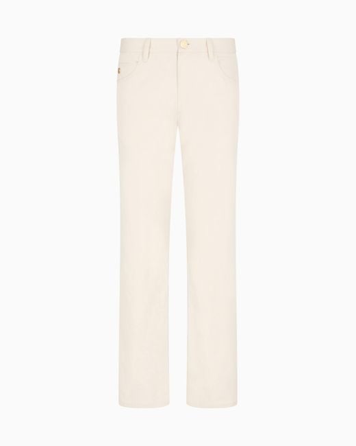 Giorgio Armani White Stretch Cotton And Silk, Regular-Fit, Five-Pocket Trousers for men