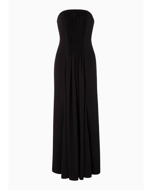 Giorgio Armani Black Asv Triple Silk-georgette Bustier Dress